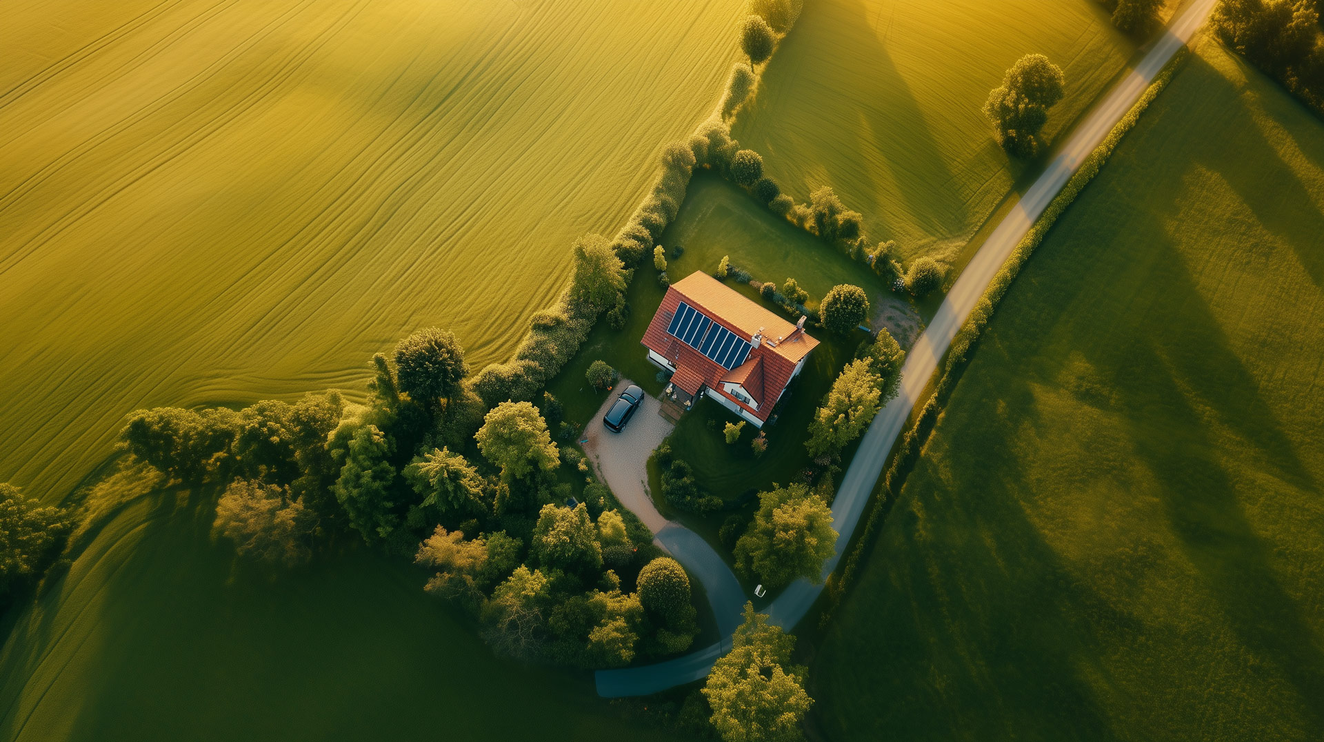 Vrijstaand huis met zonnepanelen.
